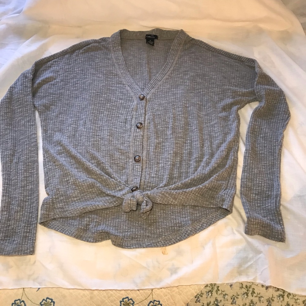 Rue21 Heather Gray Button-Up Cardigan